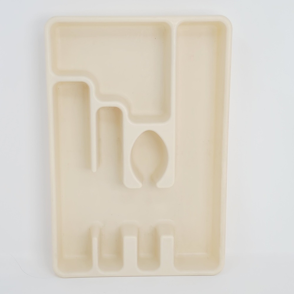 Rubbermaid Cutlery Tray Drawer Organizer Almond Plastic 5-Slot 2921 Vintage Good